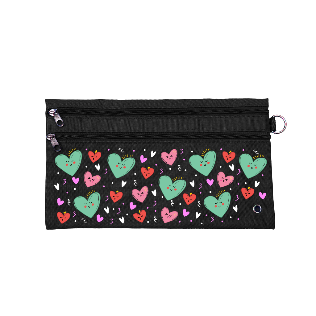 Sweet Hearts Pencil Case for School & Office - Cute Heart Design Zipper Pouch for Pens, Markers & Art Supplies - Perfect Gift for Students, Teachers & Stationery Lovers