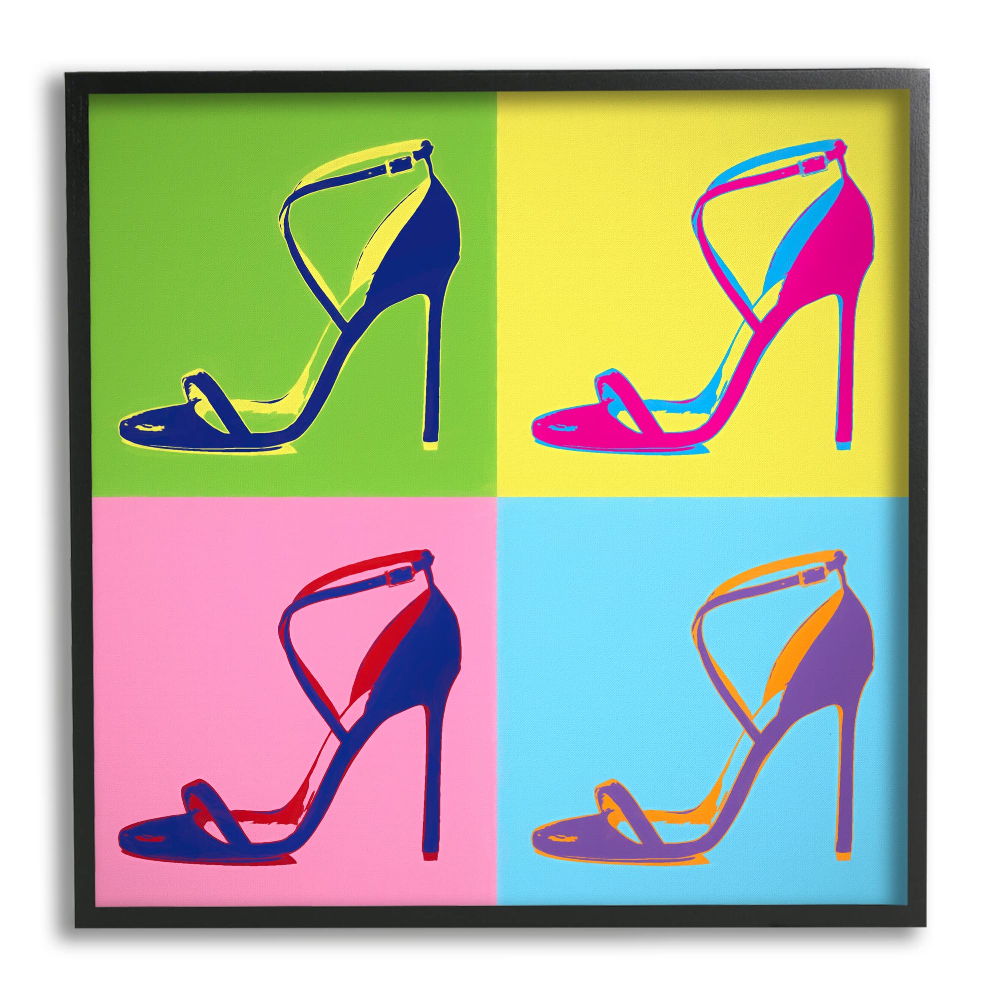 Stupell Industries Pop Art High Heel Shoe Wall Decor - Vivid Square Block Design by Daniel Sproul | Modern Home & Office Artwork for Fashion Lovers