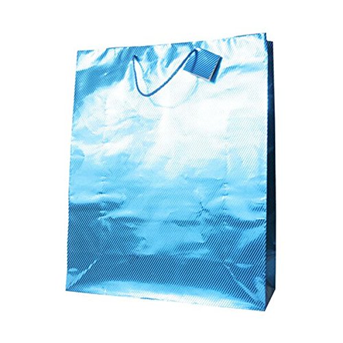 Premium JAM PAPER Blue Foil Gift Bags with Rope Handles - 17