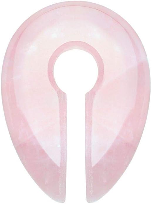 Rose Quartz Keyhole Ear Weight Gauge Hangers for Stretched Ears | Covet Jewelry | Natural Stone Ear Plugs for Women & Men | Perfect for Daily Wear & Body Jewelry Collection