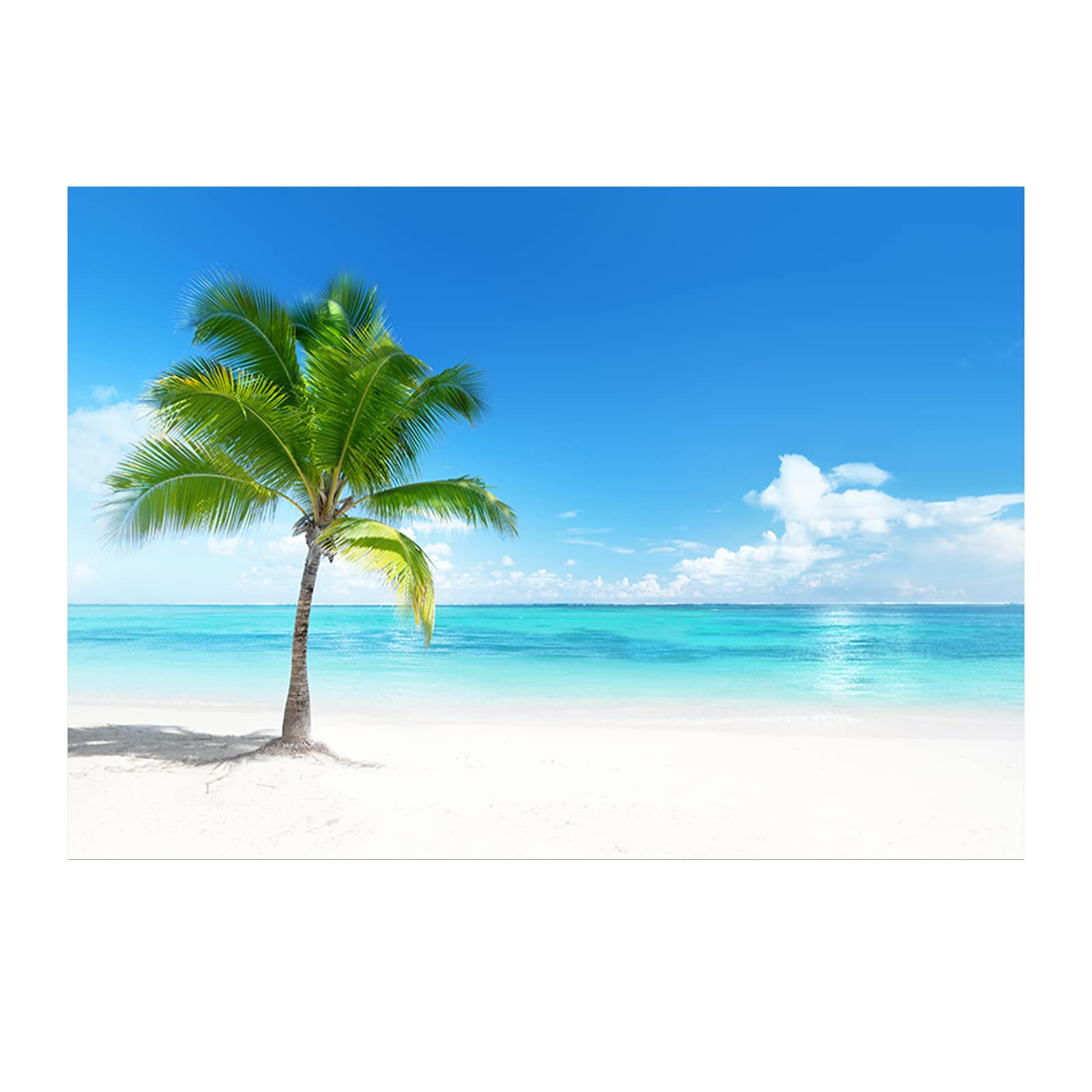 Nature Beach Decor Canvas Wall Art - Palm Tree on the Beach Seascape Painting Print for Bathroom, Living Room, Bedroom, Kitchen & Office | Coastal Home Decor, Tropical Wall Art for Relaxing Spaces