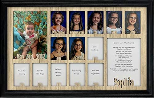 Northland Customizable School Years Photo Frame - Holds 13 (2.5x3.5) & 2 (5x7) Pictures - Black Frame with Unfinished Insert - Perfect for Preschool to Graduation Memories - Great Gift for Teachers & Parents - 12x20 Inches