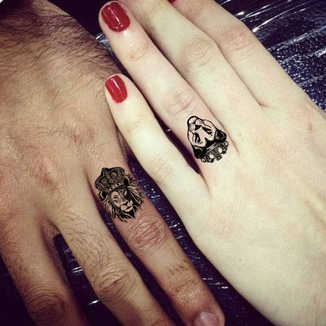 King Lion & Queen Lioness Temporary Tattoos - Waterproof Fake Body Art for Men & Women - Perfect for Parties, Halloween & Costume Events