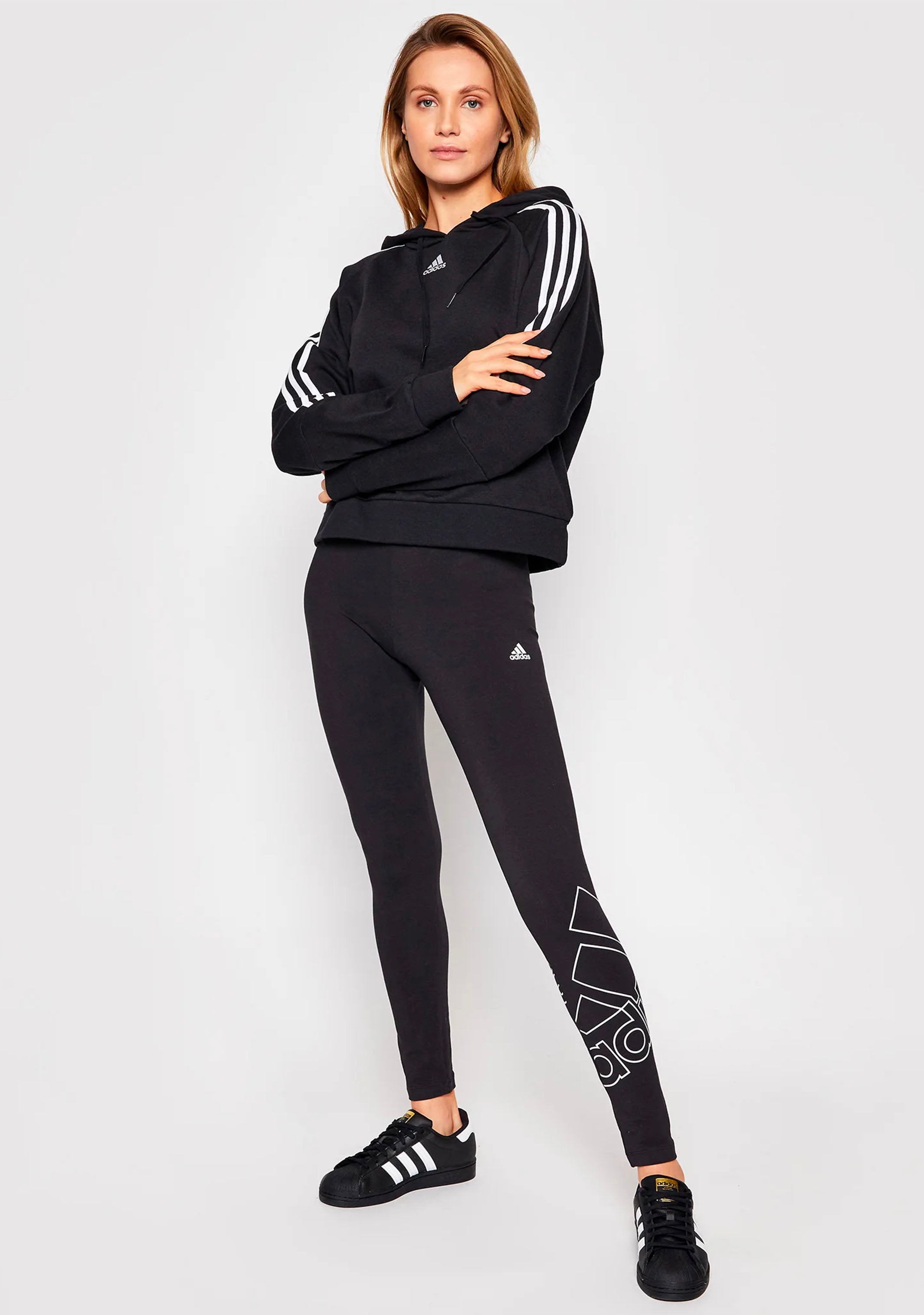 Adidas Women's Essentials Loose Fit 3-Stripes Cropped Hoodie GL1460 - Casual Streetwear for Gym, Running & Everyday Comfort
