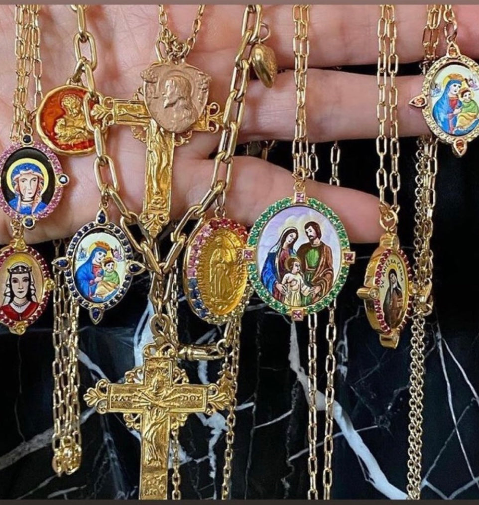 Crowned Madonna Necklace with Chain - Elegant Religious Jewelry for Women, Perfect for Church, Weddings & Special Occasions