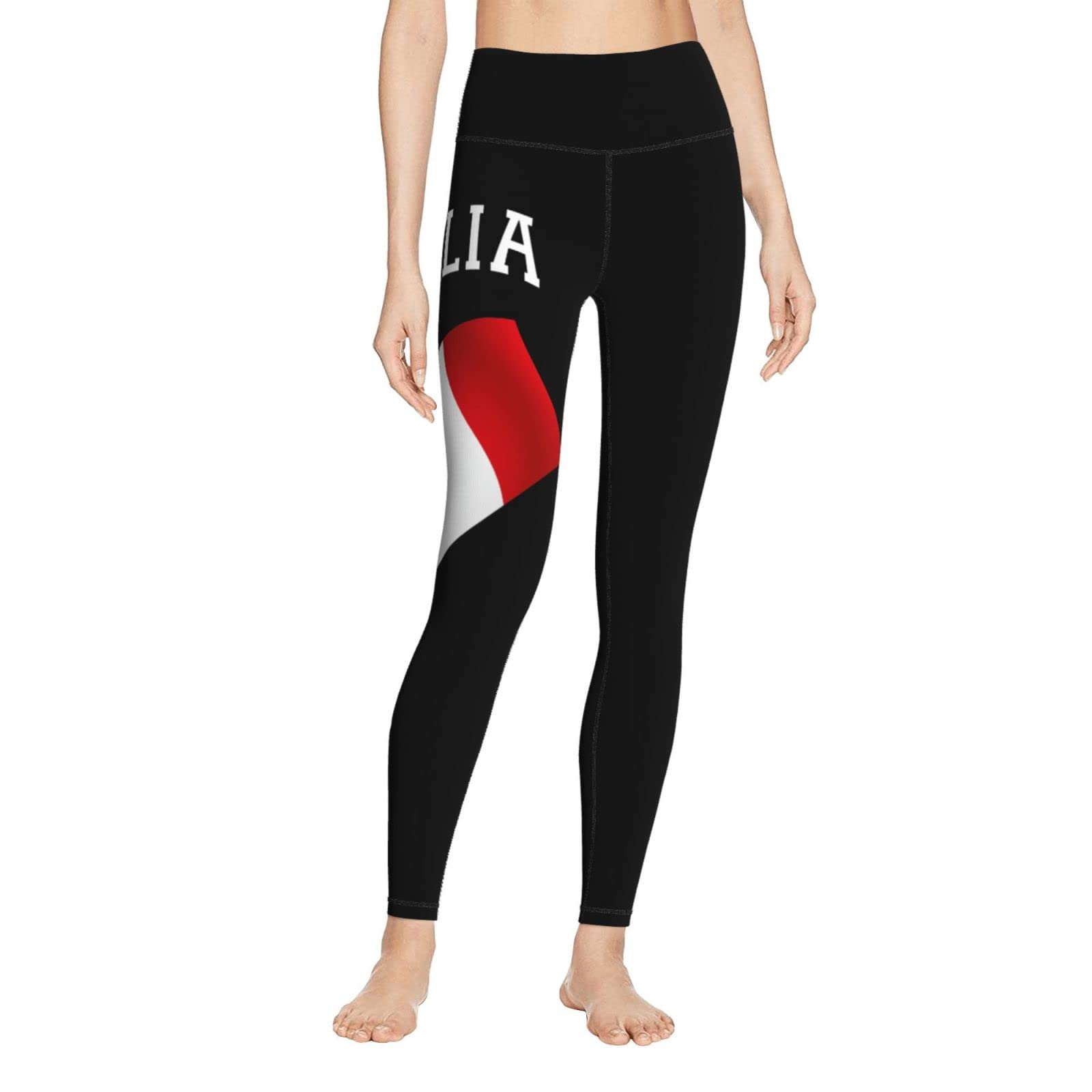 Italian Flag Print Women's High Waist Yoga Pants - Skinny Capri Leggings for Workout & Casual Wear - Comfortable Black Tights for Gym, Running, and Everyday Fashion