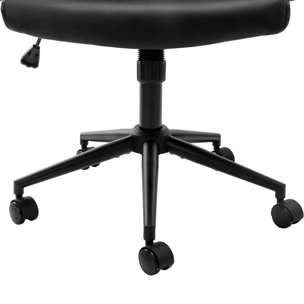 Brody PU Leather Office Chair - Low Back Ergonomic Computer Task Desk Chair with Armrests - Black - Perfect for Home Office, Study & Workspace
