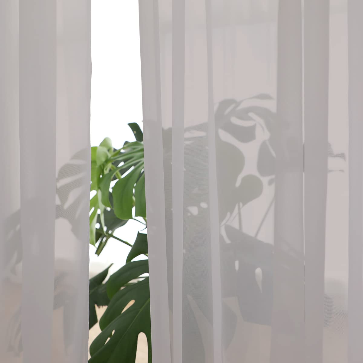 Light Gray Sheer Curtains 84 Inches Long - 2 Panels Rod Pocket Voile Semi-Sheer Window Drapes for Kitchen, Bedroom & Living Room - Lightweight & Airy (52