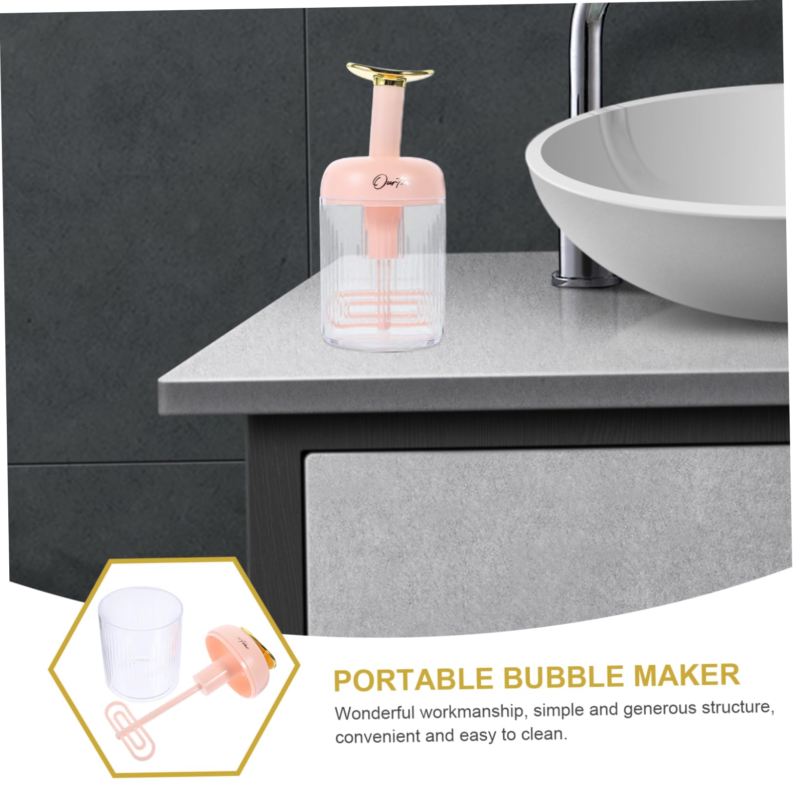 NOLITOY Foaming Pump Bottle - Facial Cleanser & Moisturizer with Detoxing Ice Globes for Pore Cleaning, Bubble Body Wash & Face Wash | Pink ABS Plastic | Perfect for Spa, Skincare Routine & At-Home Facial Treatments