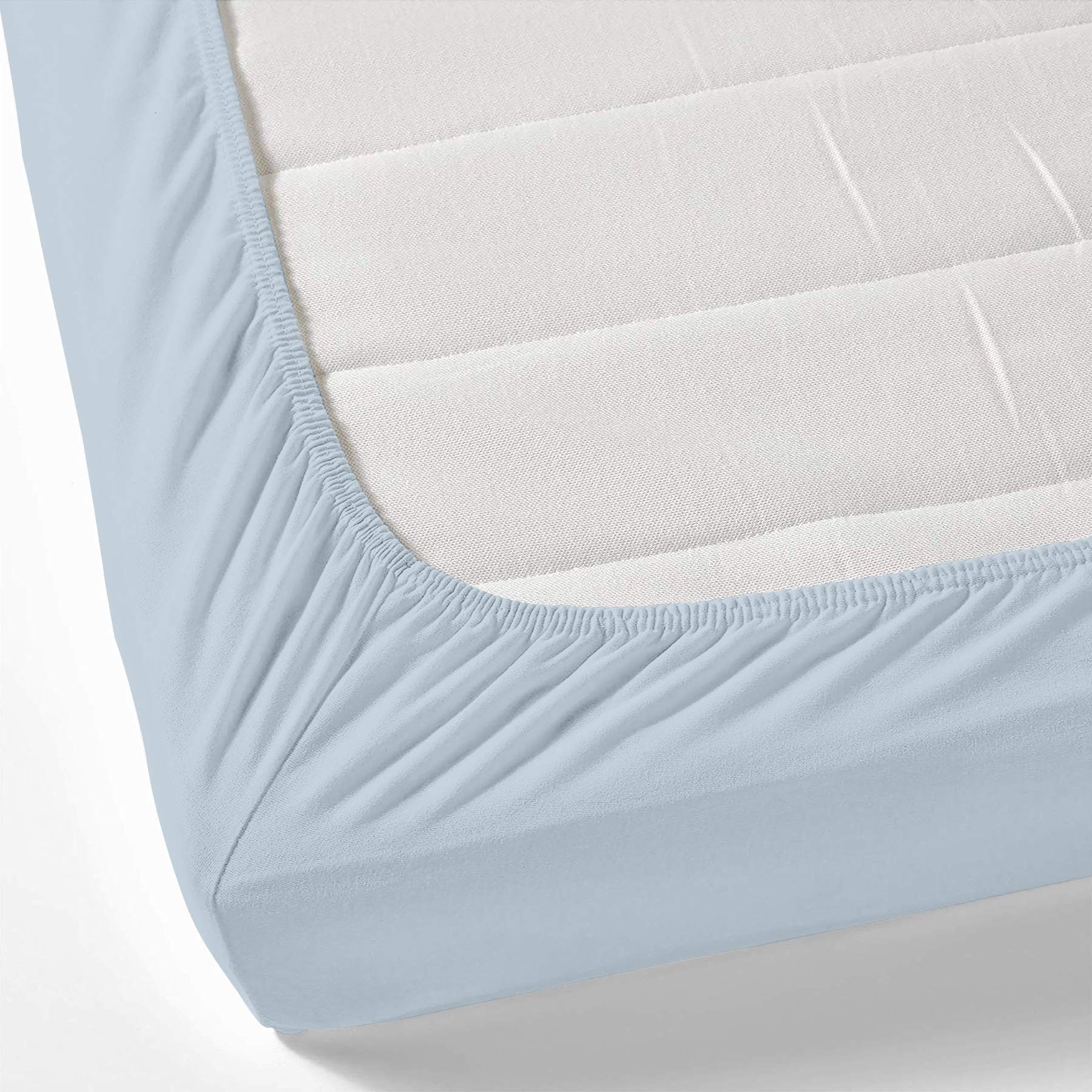 Royal Hotel Luxury 1000 Thread Count 100% Cotton Bed Sheet Set - Heavyweight, Soft & Breathable 4pc Deep Pocket Sheets for Olympic Queen Size Bed (Light Blue) | Perfect for Hotels, Guest Rooms & Upscale Home Bedding