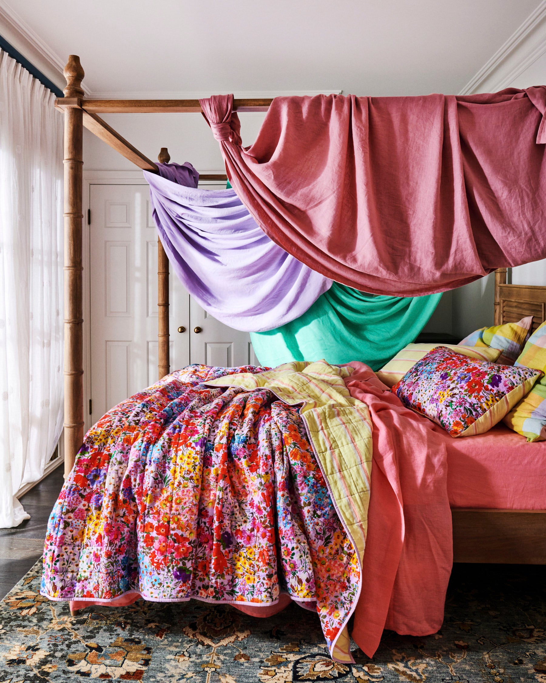 Reversible Linen Quilted Pillowcases - Full Bloom Floral Design | Soft & Breathable Bedding for All Seasons | Perfect for Home Decor, Guest Rooms & Cozy Bedroom Makeovers