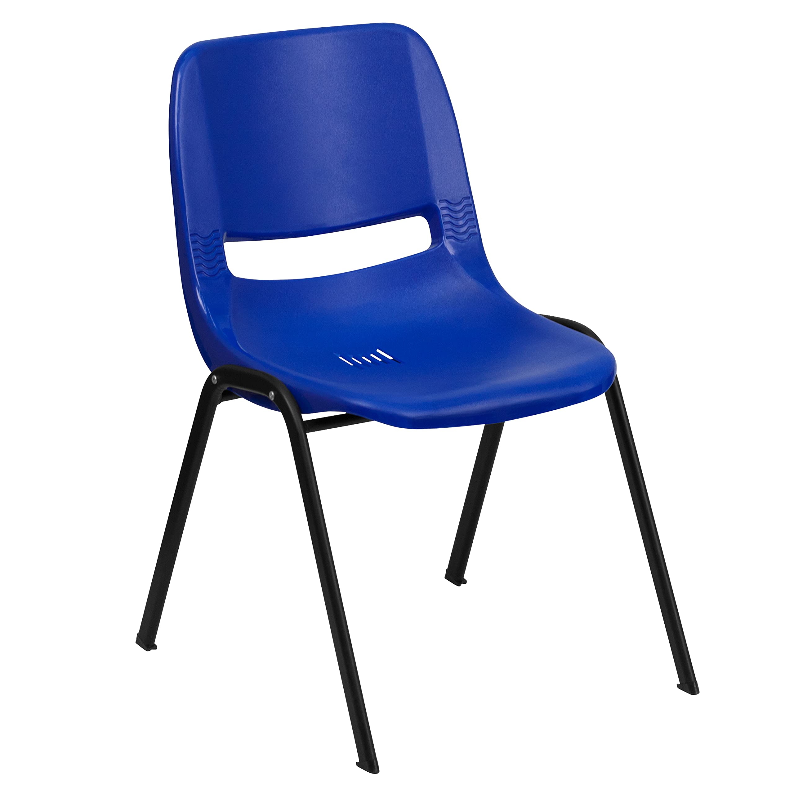 Emma & Oliver Blue Ergonomic Shell Student Stacking Chair - Comfortable Classroom & Office Guest Chair for Schools, Libraries & Conference Rooms