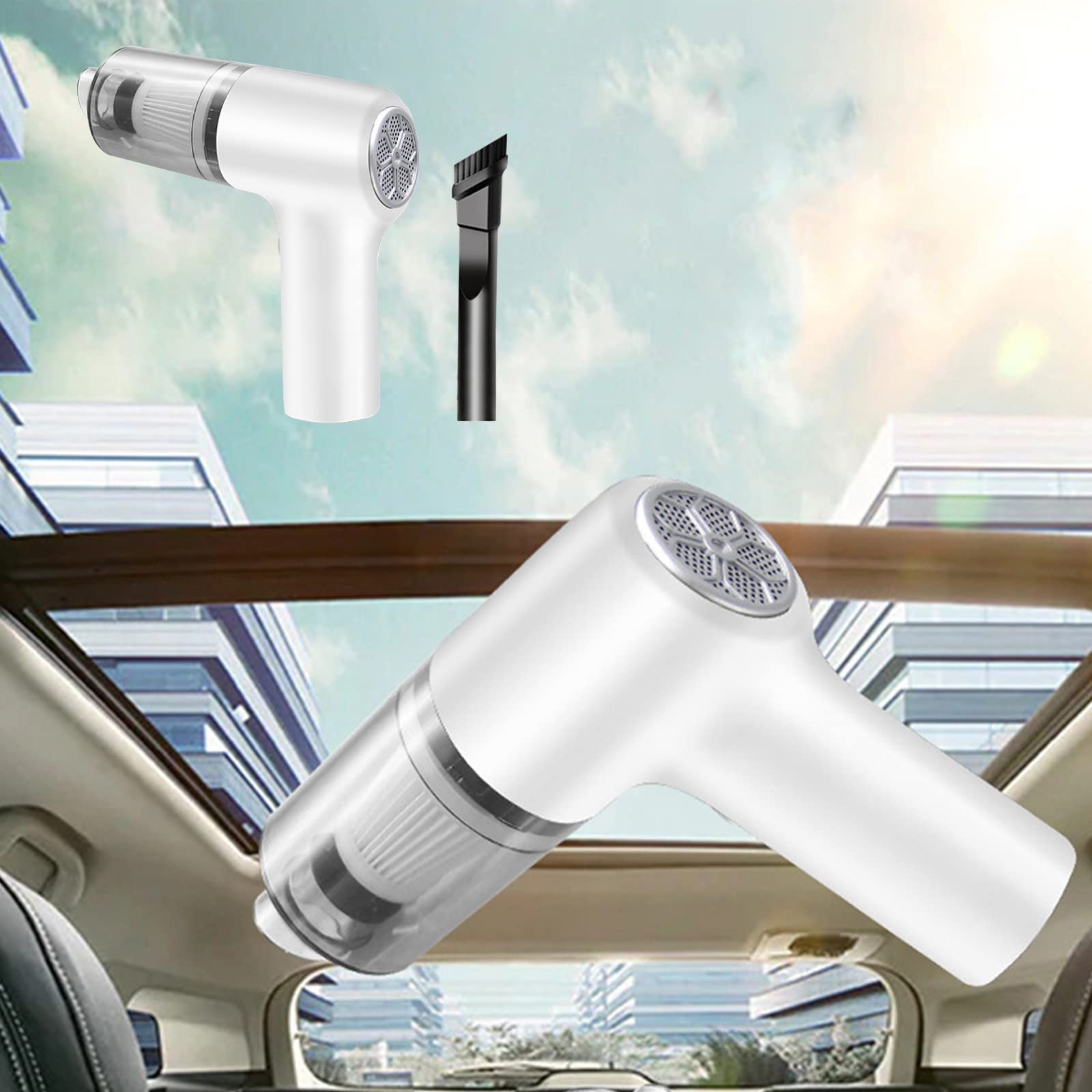 16000Pa High Power USB Rechargeable Wireless Handheld Vacuum Cleaner - Mini Portable Multi-Purpose Super Suction for Car, Home & Office Cleaning - White (1PC) | Perfect for Auto Interior, Furniture, Keyboard & Pet Hair Removal