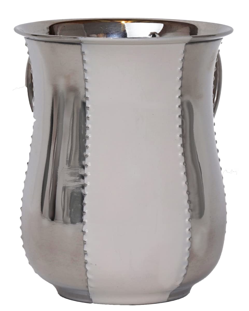 56980 Stainless Steel Washing Cup with Ivory Dots - Durable & Stylish for Kitchen, Bathroom, or Outdoor Camping Use