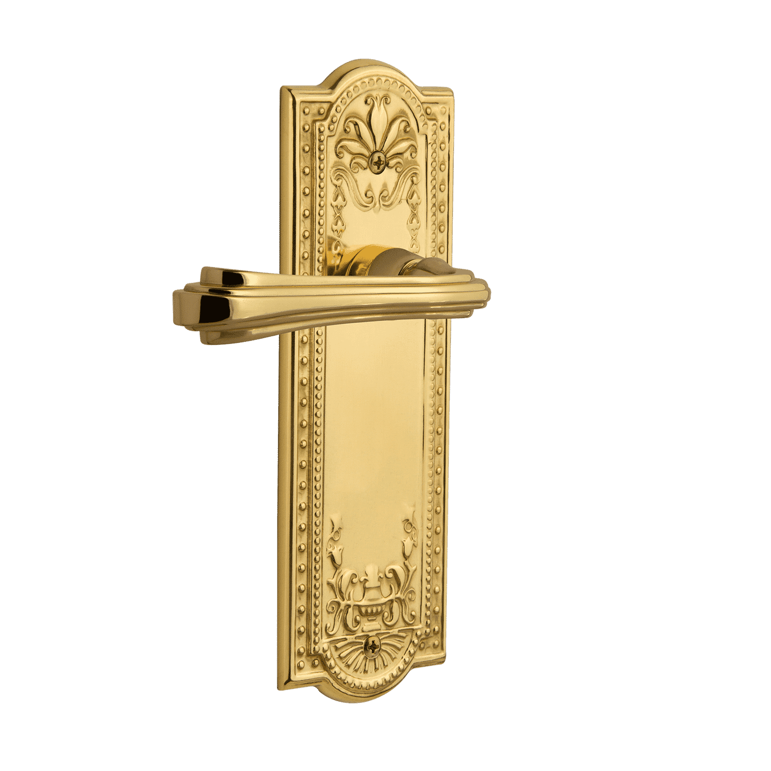Elegant Meadows Long Plate with Fleur Lever in Unlacquered Brass - Perfect for Traditional & Modern Home Decor, Kitchen, Dining Room & Office Use