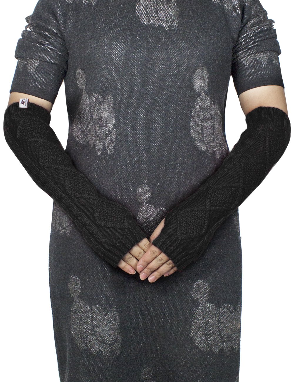 Dahlia Women's Thermal Arm Warmers & Fingerless Gloves - Winter Knitted Hand & Wrist Warmers for Cycling, Running, Yoga & Outdoor Activities