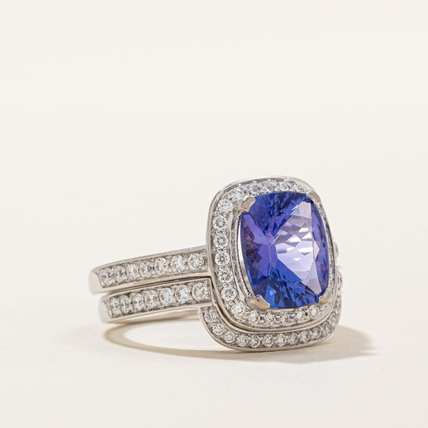 Exquisite 2.85ct Tanzanite & 0.50ct Diamond Wedding Ring Set in Size 7.5 | Elegant Bridal Jewelry for Engagement, Anniversary & Special Occasions