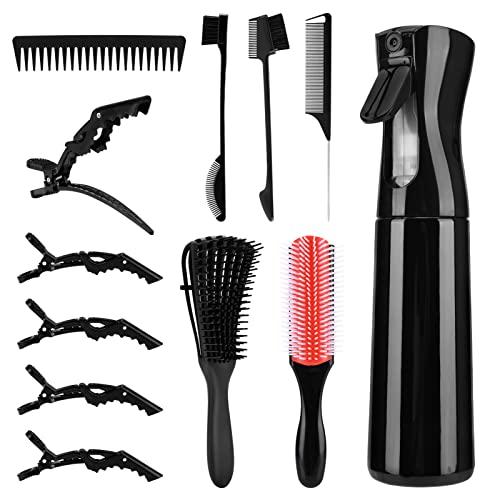 **Laelr 12-Piece Hair Brush Set for Curly, Wet & Wavy Hair – Detangling Brush, Wide Tooth Comb, Rat Tail Comb, Styling Brush, 2 Double-Sided Brushes & 5 Hair Clips – Perfect for Salon, Home & Travel Use**