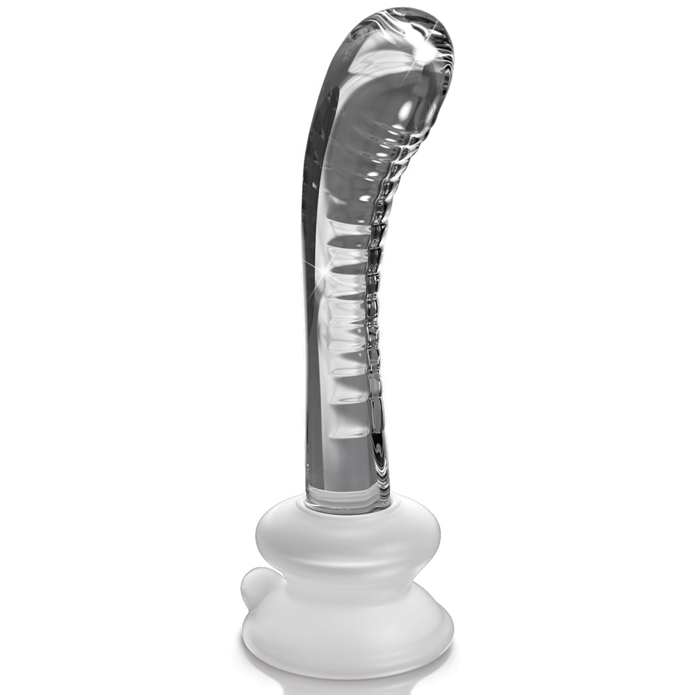 Icicles No. 88 Ridged Curved Glass G-Spot Wand with Suction Cup - Premium Adult Toy for Couples & Solo Play - Perfect for Sensual Massage & Intimate Exploration