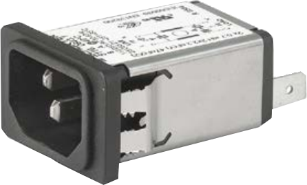 IEC Appliance Inlet C14/M with 1 Stage EMC RFI Line Filter - 15A Front Mount Snap-On Power Connector for Servers, Audio Equipment & Industrial Machinery