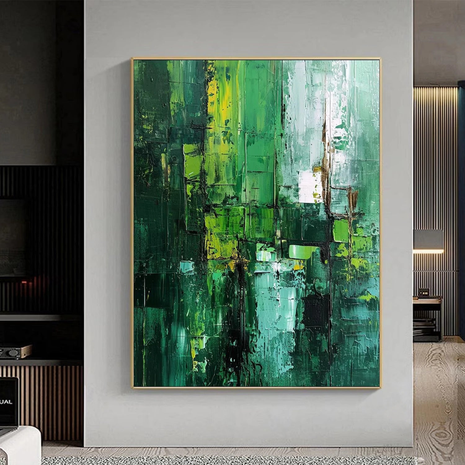 Blue & Green Abstract Wall Art Painting #BG102 - Modern Canvas Print for Living Room, Bedroom & Office Decor