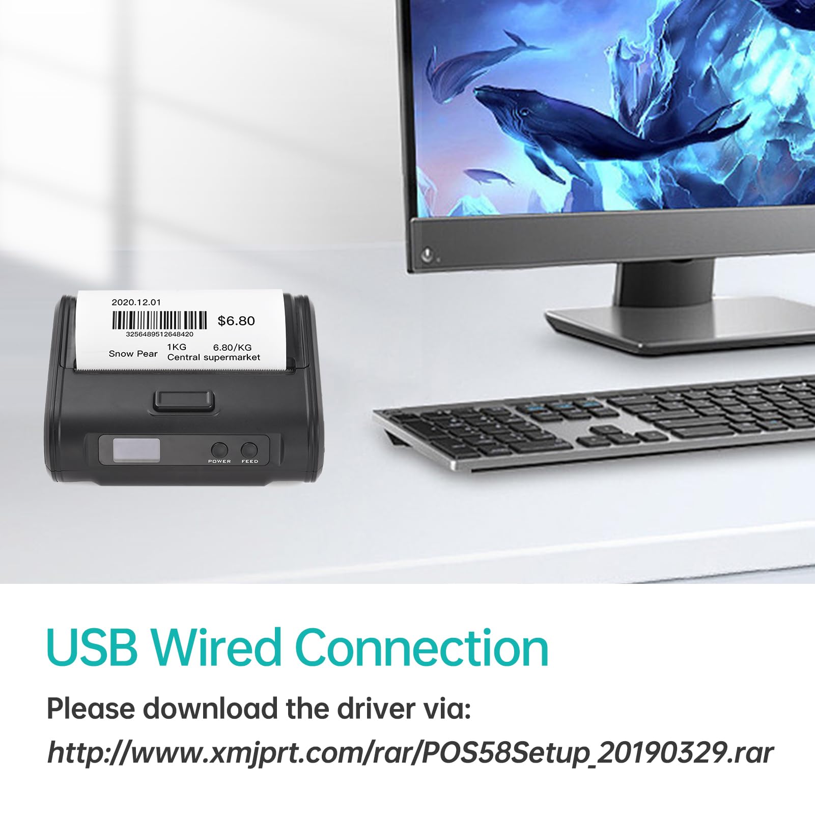 MP110 Wireless Thermal Receipt Printer - 4-inch 110mm Portable Bluetooth/USB Printer for Small Business, Market & Retail Stores | Supports Continuous/Perforated/Gap Paper | 203dpi High Resolution | Perfect for POS, Mobile Payments & On-the-Go Receipt Printing