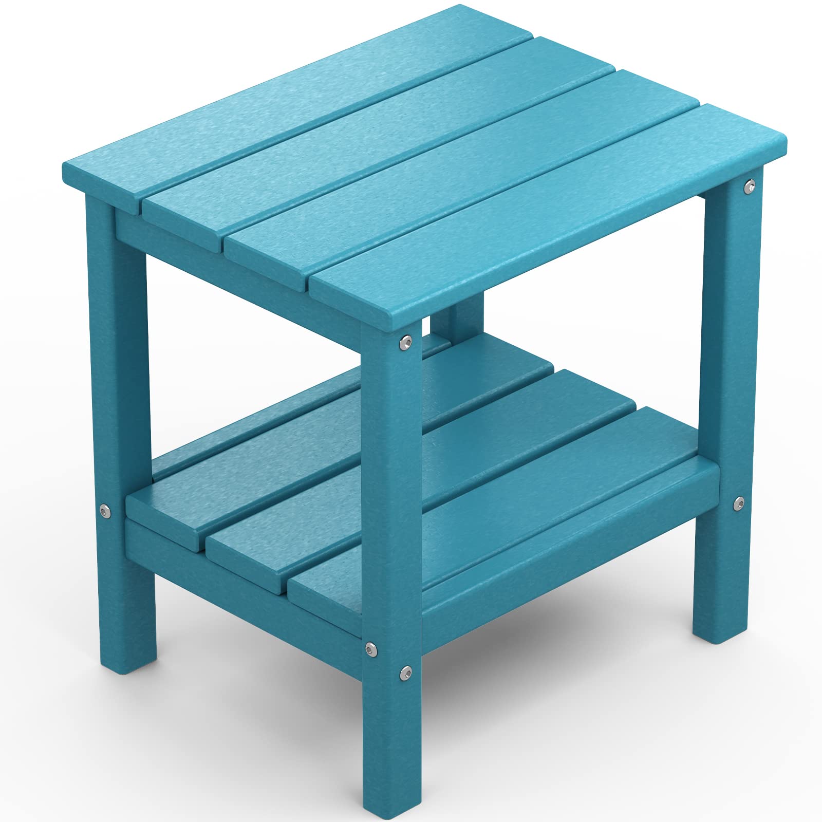 KINGYES Double Side Table - Adirondack End Table with Aquamarine Blue Finish | Perfect for Patio, Deck, Garden & Outdoor Relaxation