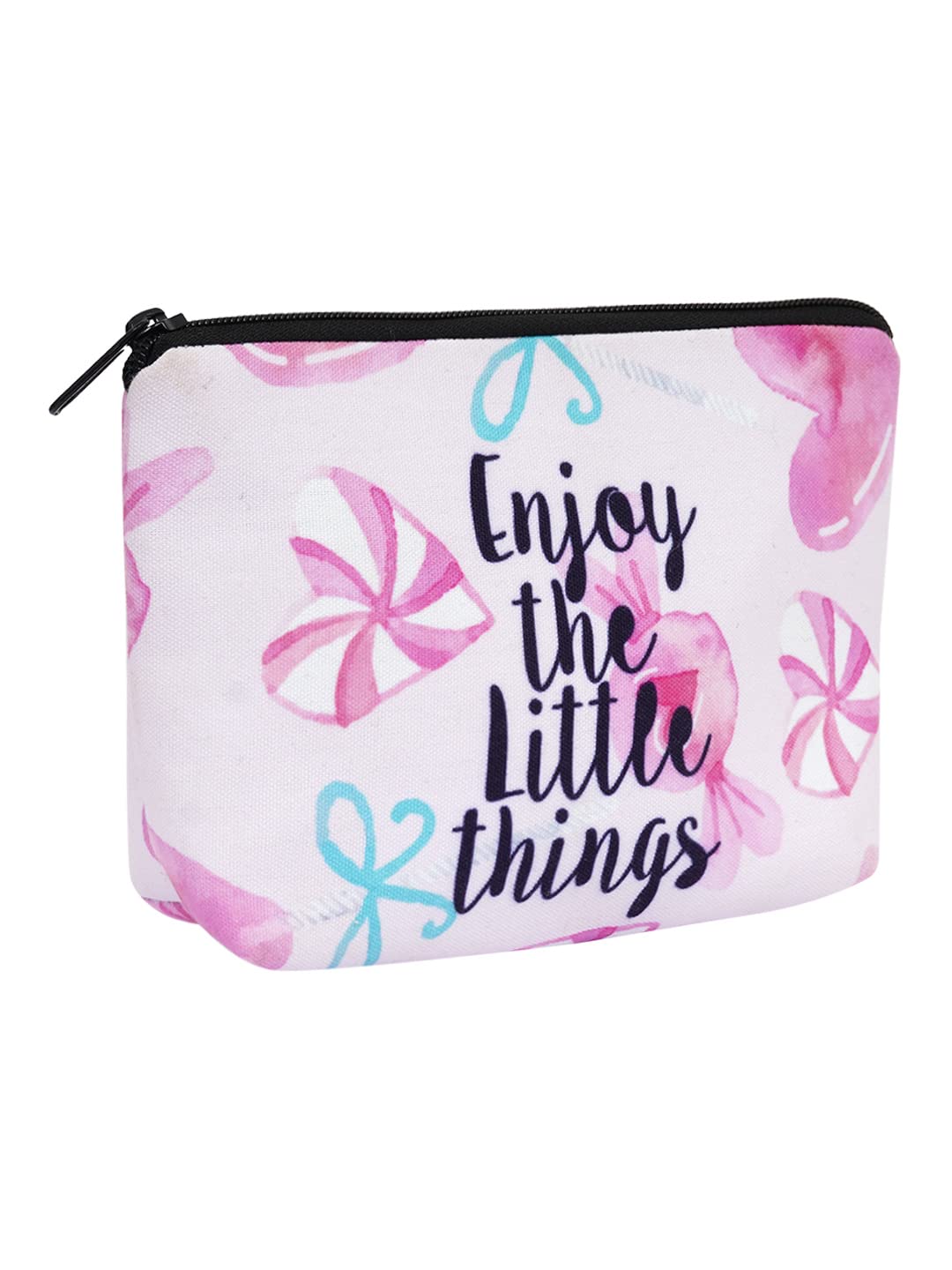 Crazyify Printed Makeup Pouch for Women - Canvas Cosmetic Bag with Zipper | Travel Toiletry Organizer & Storage Case | Perfect for Daily Essentials, Travel, and Gift Giving