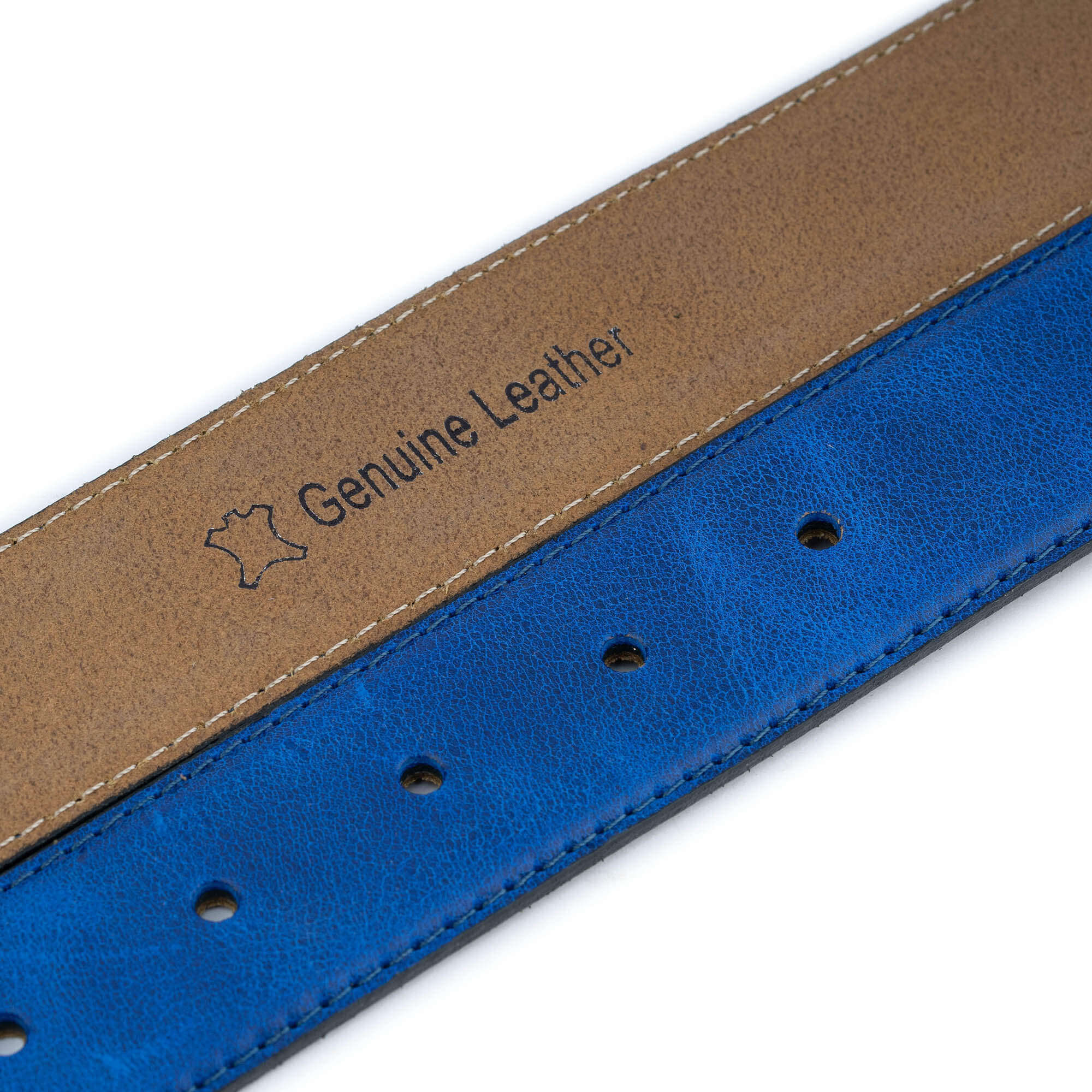 Premium Royal Blue Genuine Leather Belt Strap for Men - Cartier Buckle Replacement with Pre-Punched Holes | Formal Wear, Business Attire & Special Occasions