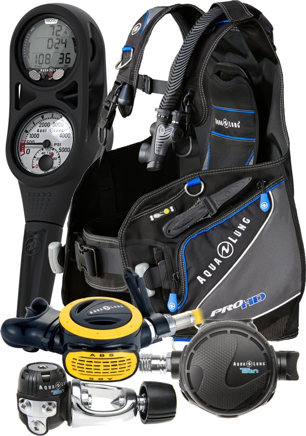Aqua Lung Complete Scuba Diving Gear Set - Dive Computer, BCD & Regulator for Professional & Recreational Underwater Adventures