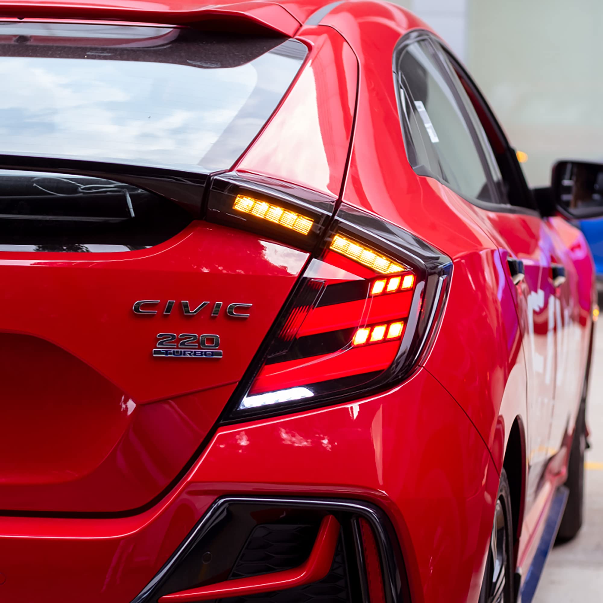LED Tail Lights Assembly for Honda Civic Type R Hatchback 2016-2022 | Sequential Turn Signal Tail Lamps | 10th Gen Civic Plug & Play Dynamic Rear Lights | Smoke Lens Pair | Upgrade Your Night Driving Safety & Style