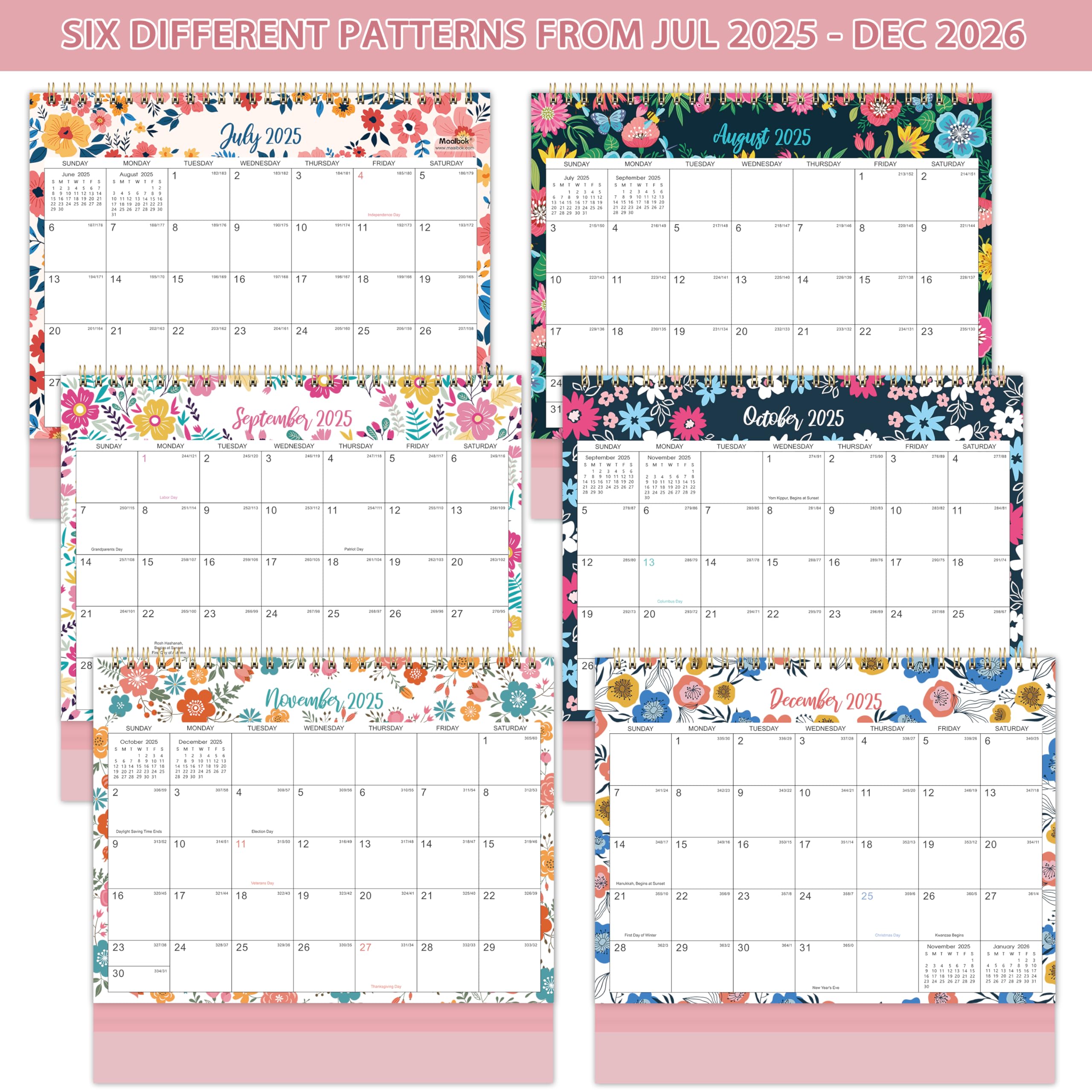 2025-2026 18-Month Standing Desk Calendar | July 2025 - December 2026 Flip Planner | 10