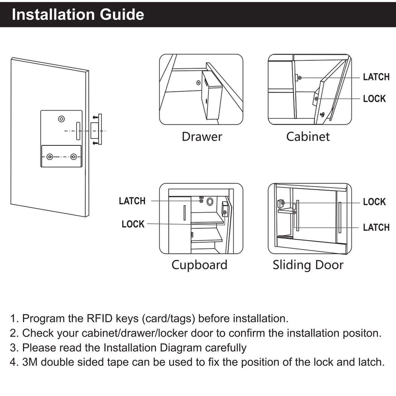 RFID Cabinet Lock - Electronic Hidden DIY Lock with USB Cable for Wooden Drawer, Locker, Cupboard & Gun Box | Secure Storage for Home, Office & Travel