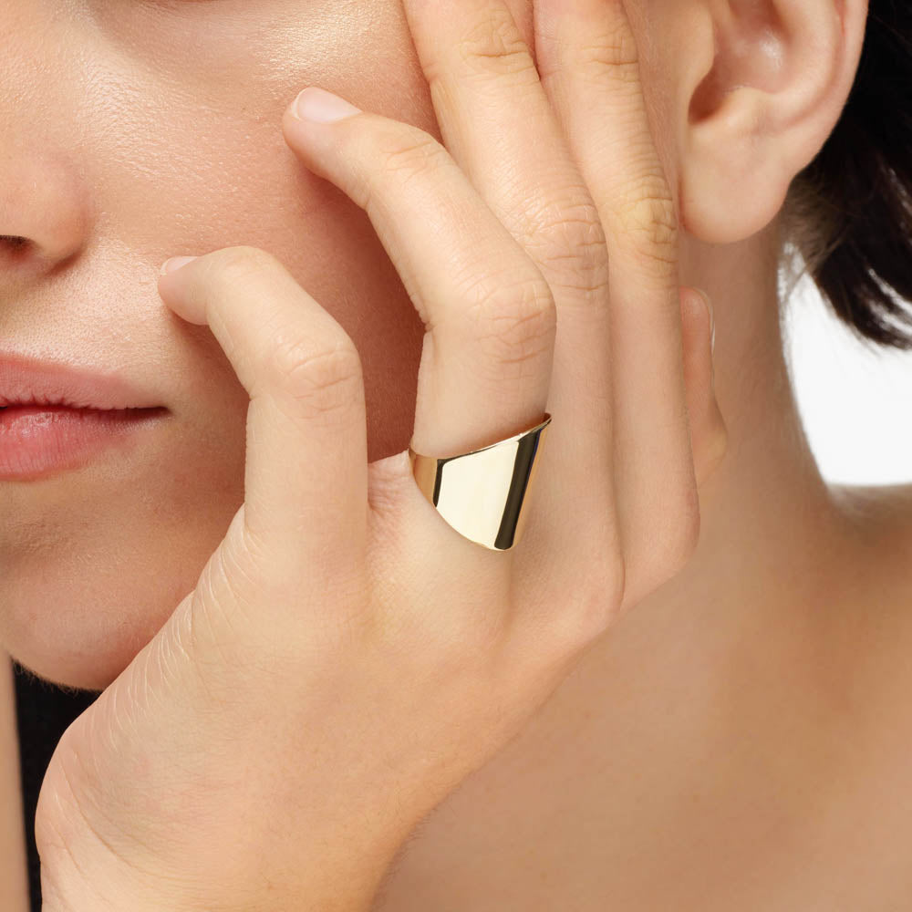 10k Gold Tapered Barrel Ring for Women - Elegant Stackable Minimalist Jewelry for Everyday Wear & Special Occasions