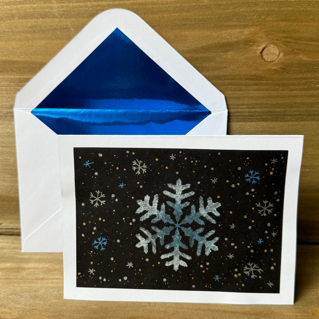 Elegant Metallic Snowflake Holiday Greeting Card - Perfect for Christmas, New Year & Winter Celebrations