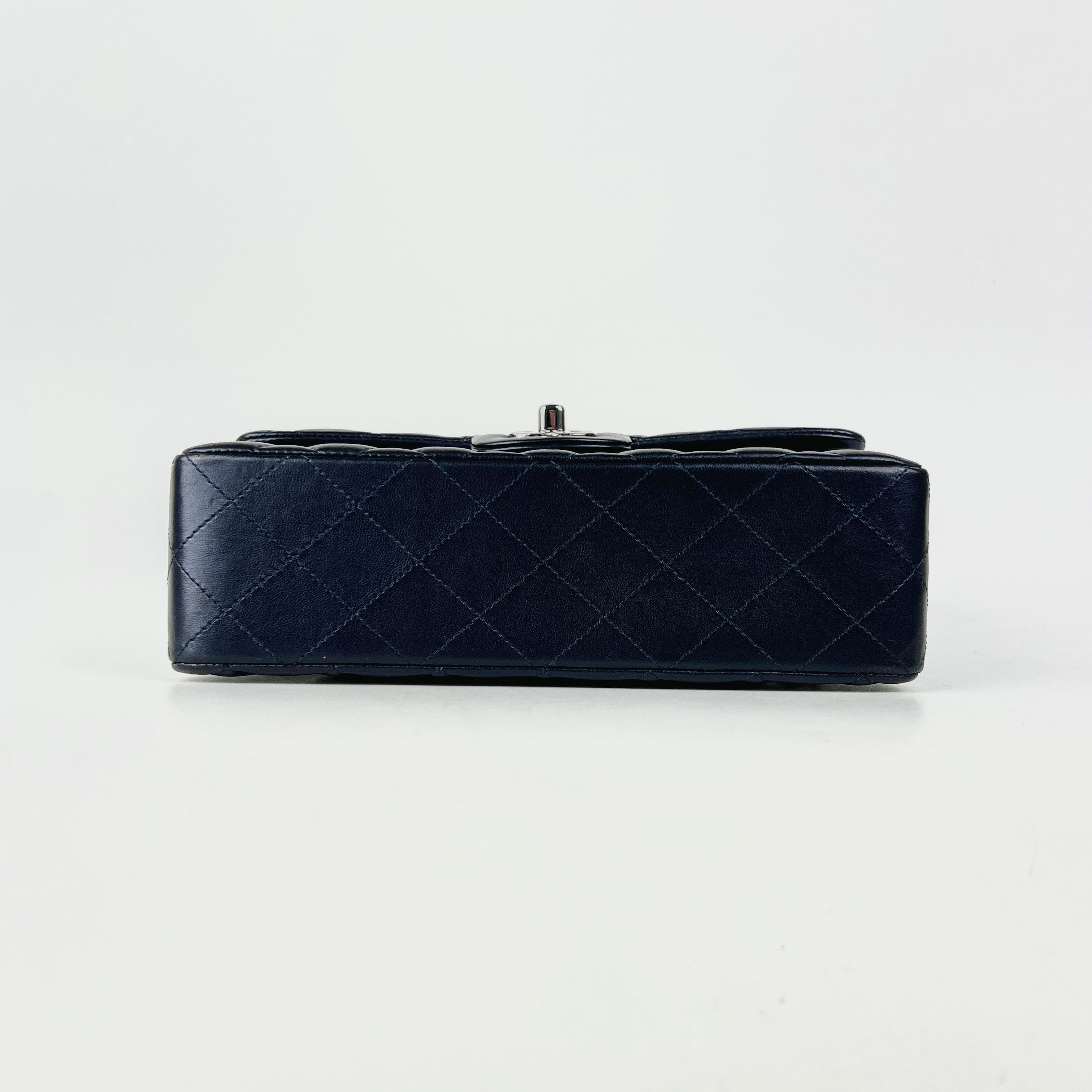 Chanel Small Double Classic Flap Bag in Metallic Navy Blue - Luxury Crossbody Purse for Women, Perfect for Evening Events & Date Nights