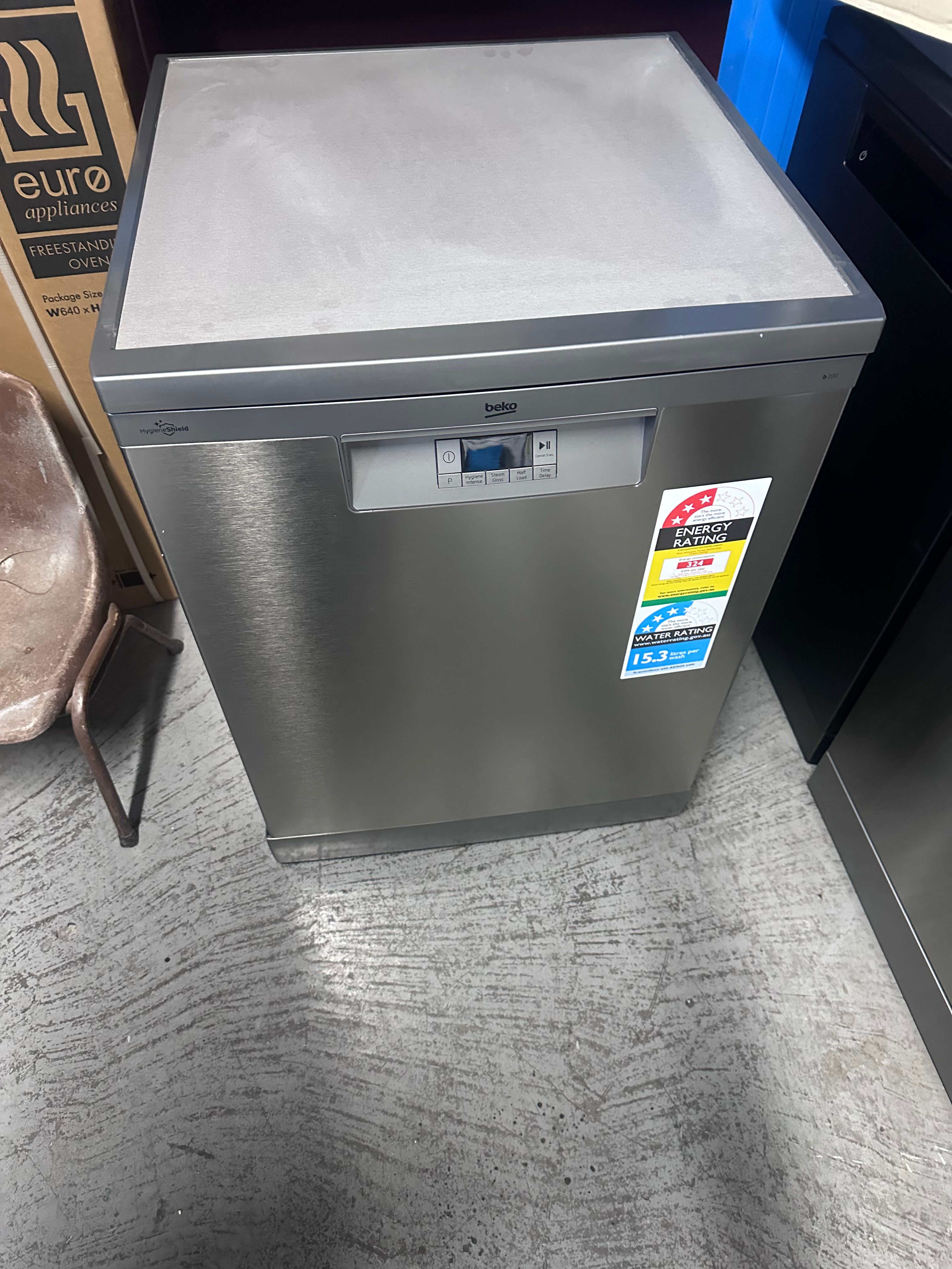 Beko 60cm Freestanding Dishwasher 14 Place Settings - Platinum Steel (BDFB1410X) | Factory Second | Perfect for Small Kitchens & Apartments