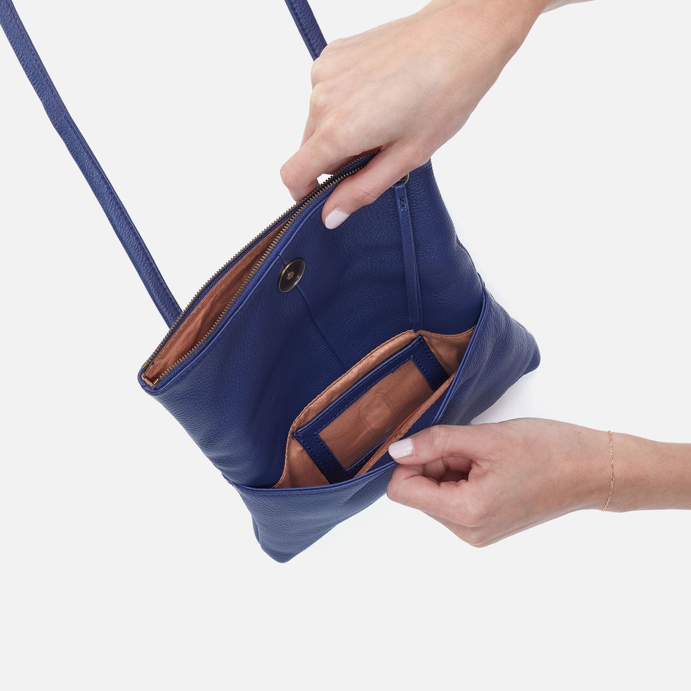 Grant Small Crossbody Bag in Pebbled Leather - Dark Iris | Stylish & Durable Leather Purse for Women | Perfect for Everyday Use, Travel & Shopping