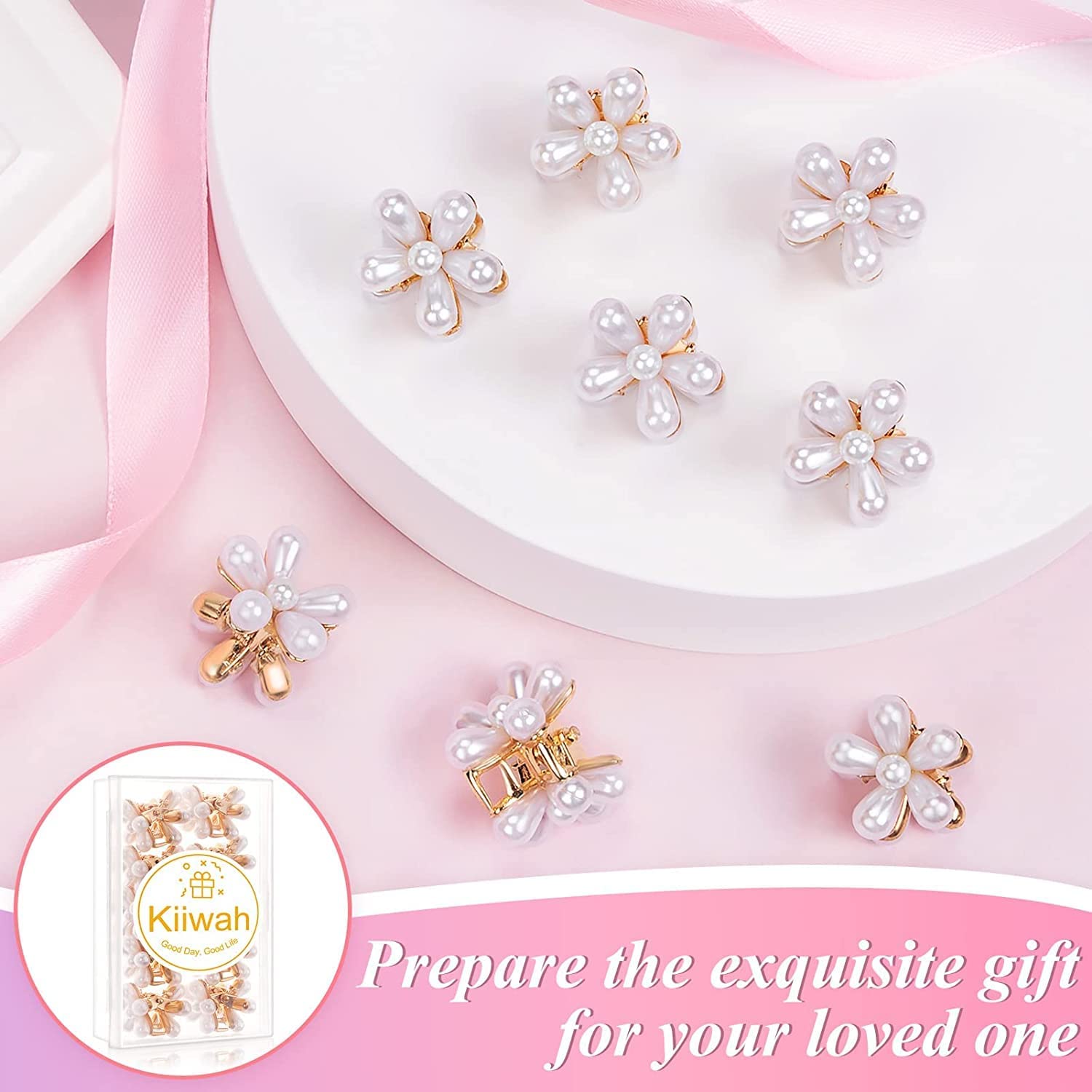 Korean Style Pearl Barrettes Hair Clips Set - 18 Pcs Women's Hair Accessories with Marble Alligator Clutches & Duckbill Design for Wedding, Party, and Daily Use