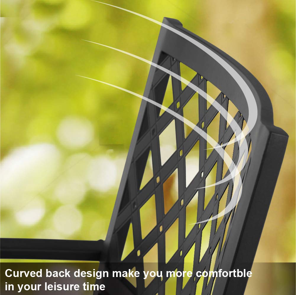 Sophia & William 3-Piece Patio Bistro Set - 2 Stackable Metal Chairs & Round Side Table - Outdoor Furniture for Backyard, Balcony, Garden & Indoor Use - Perfect for Relaxing, Dining & Entertaining