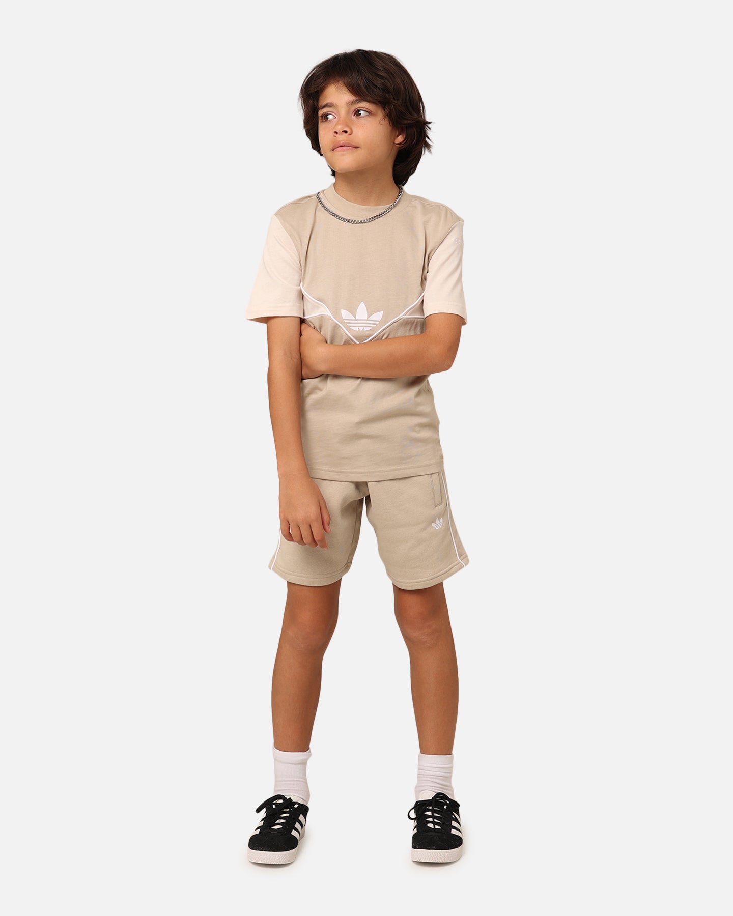 Adidas Kids' Adicolor Shorts and T-Shirt Set - Wonder Beige | Comfortable Athletic Outfit for Boys & Girls | Perfect for Sports, Playdates & Casual Wear