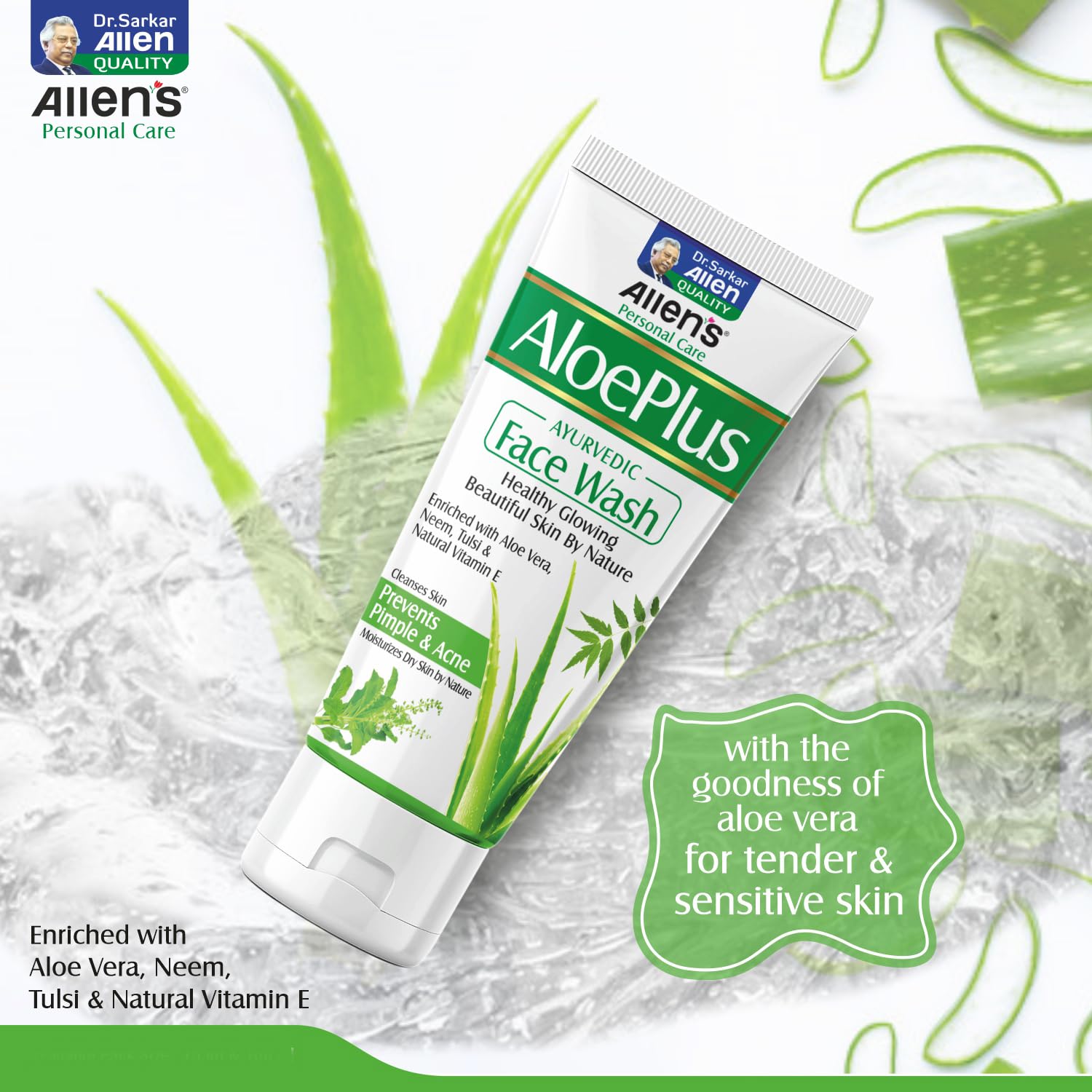 AloePlus Ayurvedic Face Wash (100ml X 2) - Gentle Cleansing for Acne-Prone Skin | Removes Dirt, Pollution & Impurities | Natural Ayurvedic Formula for Clear Skin | Perfect for Daily Skincare Routine & Travel