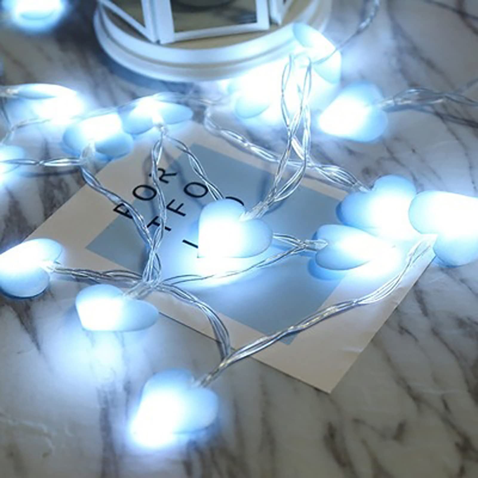 Walbest 5ft/9.8ft Battery Operated LED Heart String Lights - Romantic Fairy Lights for Valentine's Day, Wedding, Party & Home Decor (Blue, 5ft) | Indoor/Outdoor Use for Bedroom, Garden, Patio