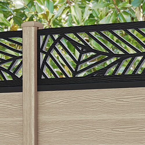 Classic Habitat Fence Panel Light Oak with Composite Posts - Durable Outdoor Privacy Fence for Backyard, Garden, and Patio Decor