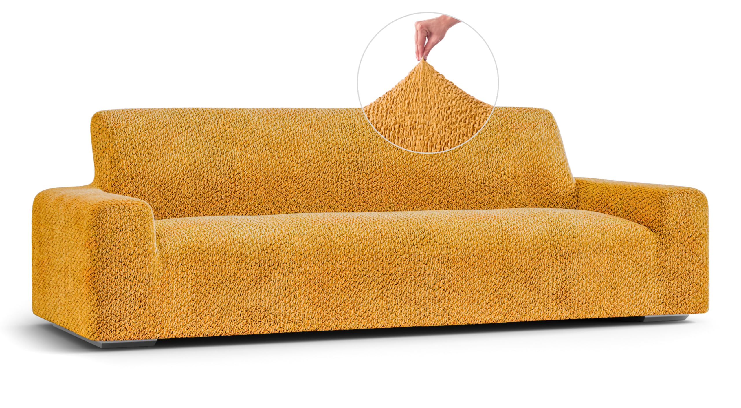 PAULATO BY GA.I.CO. Stretch Sofa Slipcover - Velvet Couch Cover Protector for Pets - Soft Polyester Fabric Washable Sofa Cover - 1-Piece Form Fit Cushion Cover (Mango) - Perfect for Living Room, Family Room & Pet-Friendly Homes