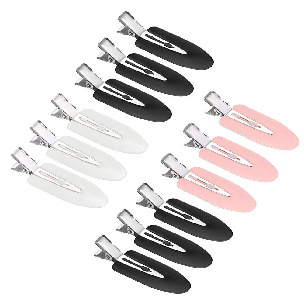 LYTIVAGEN 12 PCS No Bend Hair Clips - No Crease Hairstyling Tool for Women & Girls | Perfect for Curling, Styling & Securing Hair (Black, White, Pink) - Salon Quality Hair Pins for Home & Professional Use