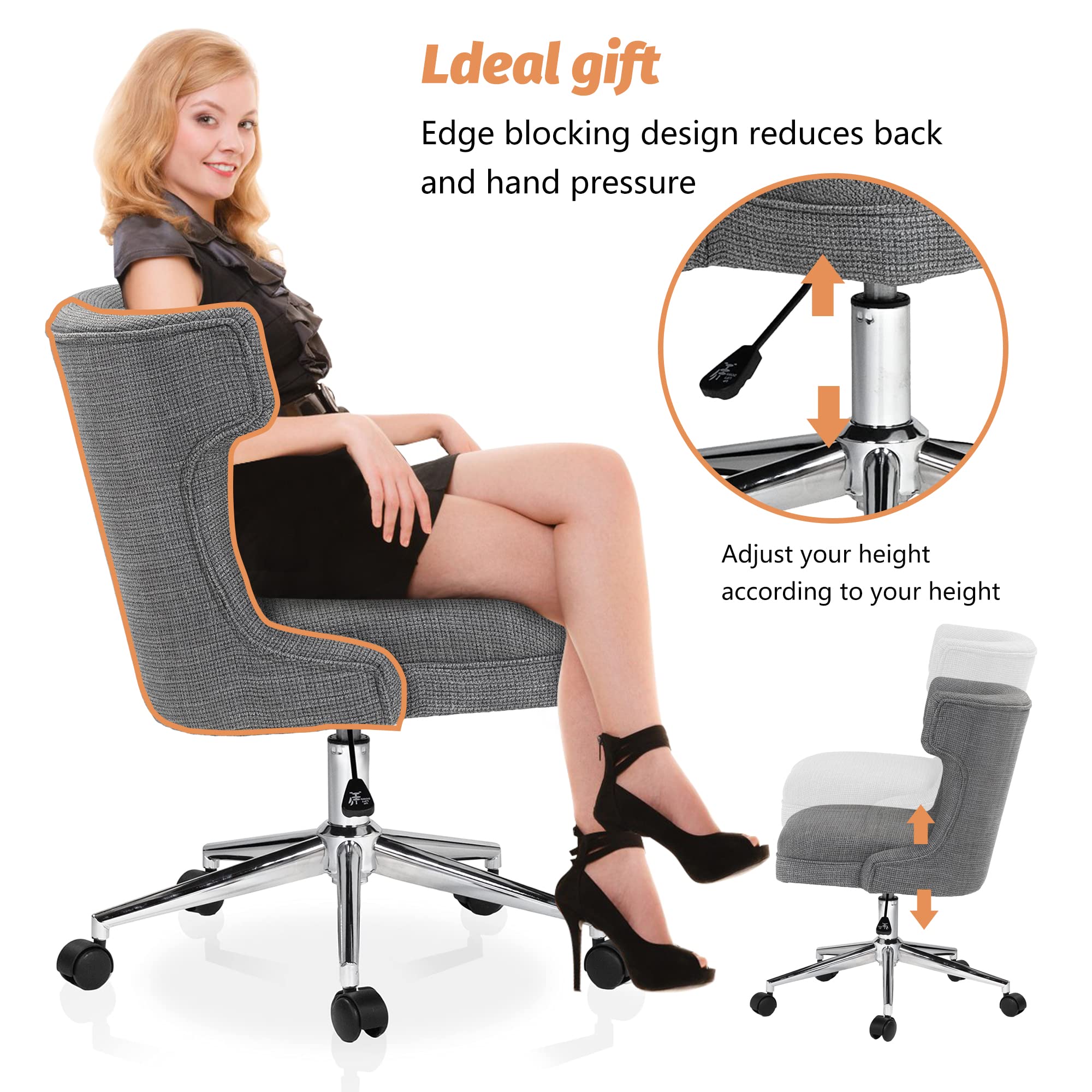 PayLessHere Ergonomic Office Chair - Mid Back Task Chair with Adjustable Height, Swivel & Rolling Wheels - Modern Computer Desk Chair for Home & Office - Dark Grey - Perfect for Workstations, Gaming & Study Spaces