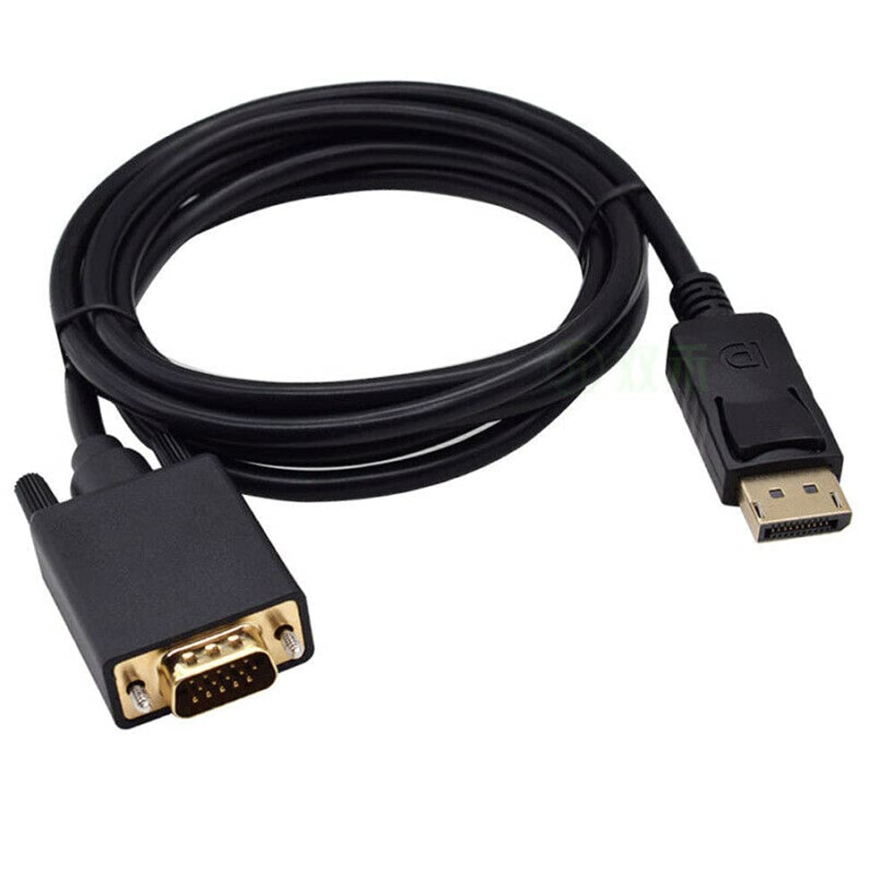 axGear 6Ft DisplayPort to VGA Cable - DP Male to VGA Male Adapter - 1080P Full HD Resolution - Compatible with Laptop, PC, Monitor - Perfect for Home Office, Gaming & Multimedia Setup