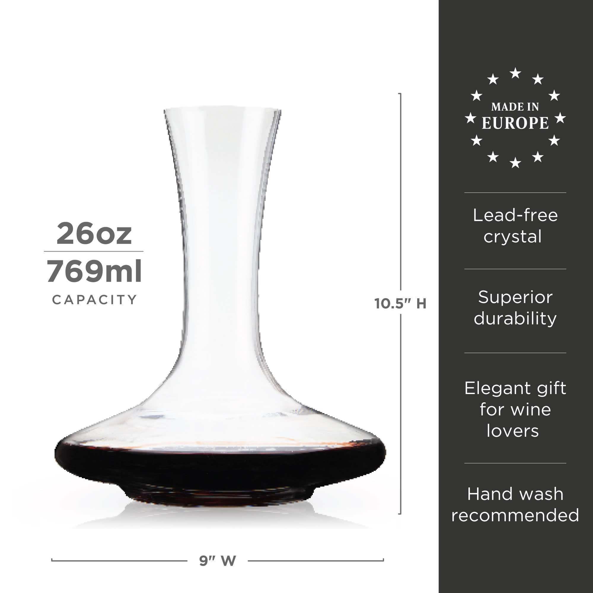 Premium Inez Crystal Wine Decanter Set - Elegant Lead-Free Glass Carafe for Red Wine Aeration & Serving - Perfect for Dinner Parties, Weddings & Home Bar Decor