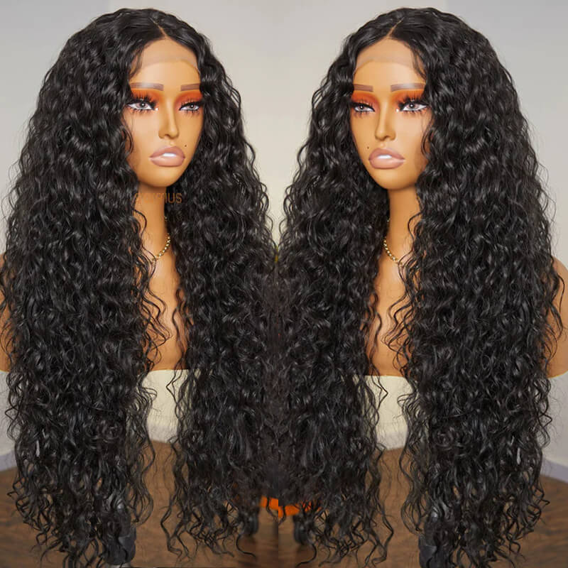 Eullair Stunning Wet Look Water Wave HD Lace Front Wig - Natural Black Human Hair Wig for Women | Low Maintenance, Heat Resistant Synthetic Wig for Daily Wear & Cosplay